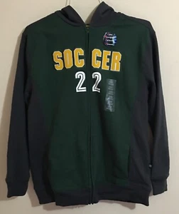 Soccer Fleece Jacket Boys Extra Large XL 18/20 Green Full Zip Sweatshirt Warm - Picture 1 of 11