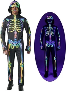 Disfraz Rainbow Skelton brilla con luz negra para hombre L 40-42 - Imagen 1 de 6