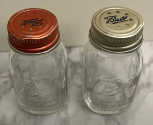 Vintage Glass Ball Mason Jar Miniature Salt & Pepper Shaker Set - Picture 1 of 20