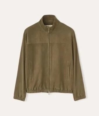 Nueva Chaqueta Bomber Loro Piana LP Gamuza Cuero Verde Talla Grande Italia Nueva con Etiquetas $6375 Foto 1 de 4