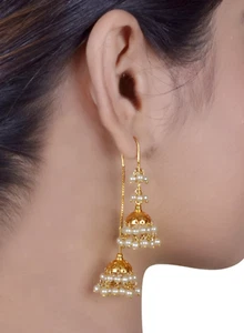 Natürliche Perle Sui Dhaga Ohrring Echt Ohrring Traditionell Ohrring Geschenk für Sie - Bild 1 von 3