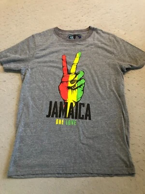 Jamaica Shirt Adult Extra Large One Love Gray Cotton Graphic Tee - Image 1 of 4