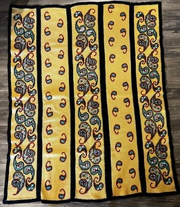Vintage Hand Knitted AFGHAN Throw BLANKET Multicolor 66”x55” Paisley Pattern - Picture 1 of 6