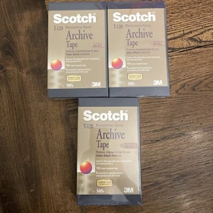 Scotch T-120 Archive Tape VHS Professional Grade  Lot of 3 New Sealed New Blank - Picture 1 of 14