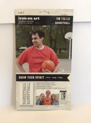 Iron-On Art Flocked BASKETBALL Transfer, approx 9.5 inches, includes 2 transfers - Image 1 of 2