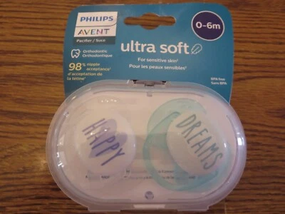 1 ультрамягкая соска Philips Avent 2 0-6 месяцев Happy Dreams белая зеленая ЗАПЕЧАТАННАЯ - Изображение 1 из 4