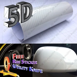4ft X5ft White 5D HIGH GLOS Carbon Fiber Vinyl Air Release Pockets Bubble Free - Picture 1 of 7