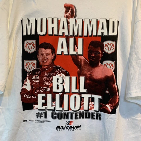 VTG NOS NASCAR Bill Elliott + Muhammad Ali #1 Contend Dodge T Shirt Chase XL '01 Cover