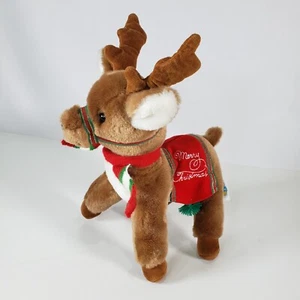 Manta Vintage Dakin Reno “FELIZ NAVIDAD” Ciervo Peluche Peluche Decoración - Imagen 1 de 10