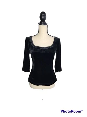 L'AGENCE Velvet 3/4 Sleeves Square Neck Black Top Blouse Size Small NWT - Image 1 of 4