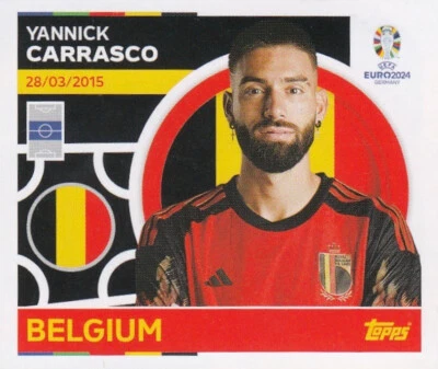 PANINI FUßBALL UEFA EM EURO 2024 DEUTSCHLAND Topps Sticker Fußball EM Euro 2024 Nr. BEL 15: Yannick Carrasco Belgium Bild NEU