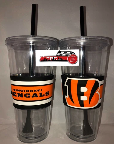 Cincinnati Bengals Boelter NFL 22oz Double Wall Hype Tumbler W/Lid & Straw FREE Cover