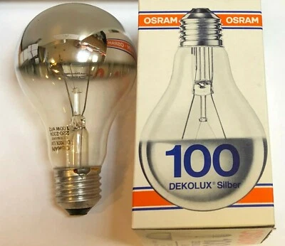 OSRAM DEKOLUX GLÜHLAMPE KUPPENVERSPIEGELT SILBER KOPFSPIEGEL E27 100W DIMMBAR - Bild 1 von 2
