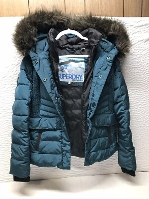 Superdry горы команды женщин зеленый капюшон молнии куртка, размер 6-маленький - Изображение 1 из 4