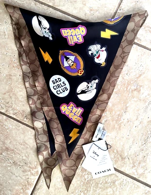 COACH X DISNEY VILLAINS SIGANTURE SILK DIAMOND SCARF:NWT VILLAINS  CD142 - Image 1 of 4