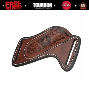 TOURBON Leather 4inch Folding Knife Sheath Belt Holster Pouch EDC Tools Pocket - Picture 1 of 24