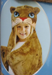 Kapuzendecke Löwe Kinder Plüsch Samt Neu Neu mit Etikett Geburtstag Weihnachten 40 x 47,5 braun - Bild 1 von 4