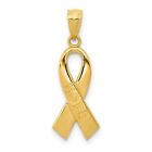 14k Yellow Gold Polished Hope Word On Cancer Awareness Ribbon Charm Pendant