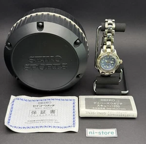 Reloj de buceo SEIKO para dama 7N85-0070 SCUBA 200m esfera azul 30 mm Qz caja JP - rango C - Imagen 1 de 20