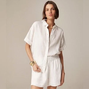 J. Crew Capitaine Shirt in Baird McNutt Irish Linen Button Down Short Sleeves XL - Picture 1 of 7