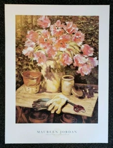 Parrot Tulips in a Bread Crock by MAUREEN JORDAN 24"x32" Still Life Art Poster - Picture 1 of 5