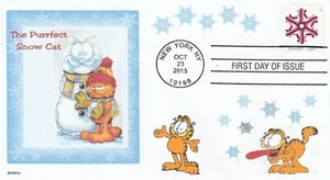 GARFIELD PURRFECT SNOW CAT SNOWMAN FDC- DWc CACHET - Picture 1 of 1