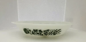 Vintage Glasbake Oval Divided Serving Dish Green Herb Design J2352 - Picture 1 of 7