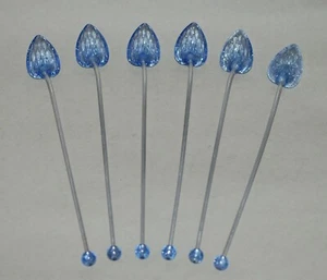 DE COLECCIÓN 6 PAJITAS O PALOS SWIZZLE DE TÉ HELADO EN FORMA DE PALA DE ALUMINIO Y PLÁSTICO - Imagen 1 de 8