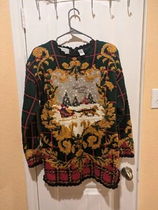 Womens Vintage Portraits by Northern Isles Christmas Sweater Handmade Size M/M - Picture 1 of 17