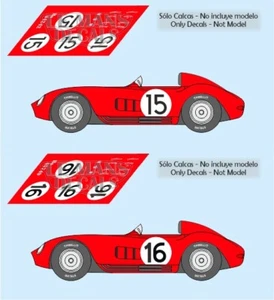 Decals Maserati 300S Le Mans 1955 15 16 1:32 1:24 1:43 1:18 slot calcas - Picture 1 of 3