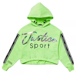 Justice Girls Hoodie Sweatshirt Green Pullover Colorful J Sport Logo Size 16/18 - Picture 1 of 12