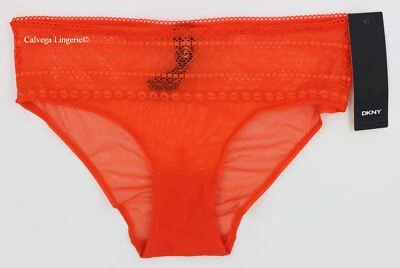 NWT DKNY DK5085 "Lace and Mesh" Lightweight Bikini Hipster Panty, Orange, S - Image 1 of 4