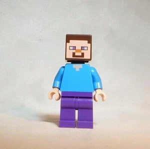 LEGO Minecraft Steve Minifigure 21113 21114 Purple Pants Blue Torso Genuine - Picture 1 of 1