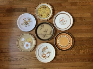 Mismatched Retro 70’s & 80’s Stoneware DINNER Plates. Made In Japan . Set/7 - Picture 1 of 12