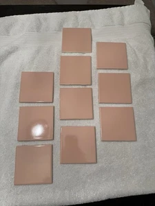 Lot of 10 Tiles - Romany Tiles Glossy USA 4-1/4" Pink tile New Old Stock - Picture 1 of 7