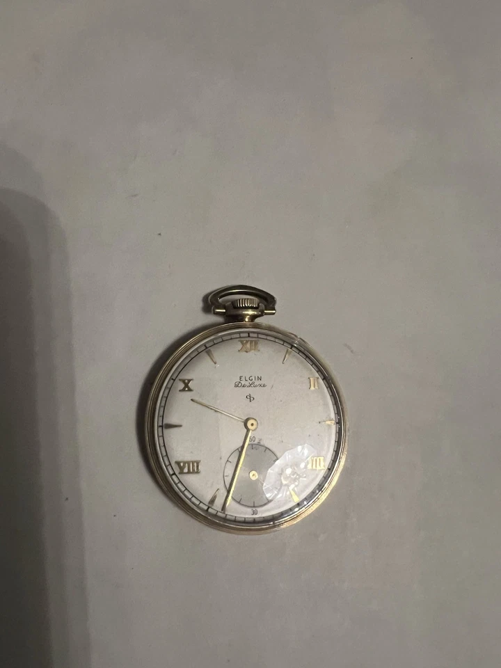 1947 Elgin Deluxe Grade 542 10S 17 Jewels 10K Gold Filled Art Deco Pocket Watch - Image 1 of 4
