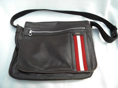 Bolso de Hombro Bally Suiza Rojo Rayas Cuero Marrón Mensajero/Cartera ¡Limpio! Foto 1 de 4