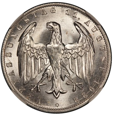 1922-A Germany 3 Mark Coin - NGC MS 66 - KM #29 - Image 1 of 4