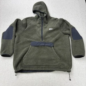 The North Face Campshire Hoodie Men 2XL Green Sherpa Fleece 1/2 Zip Elbow Patch - Picture 1 of 4
