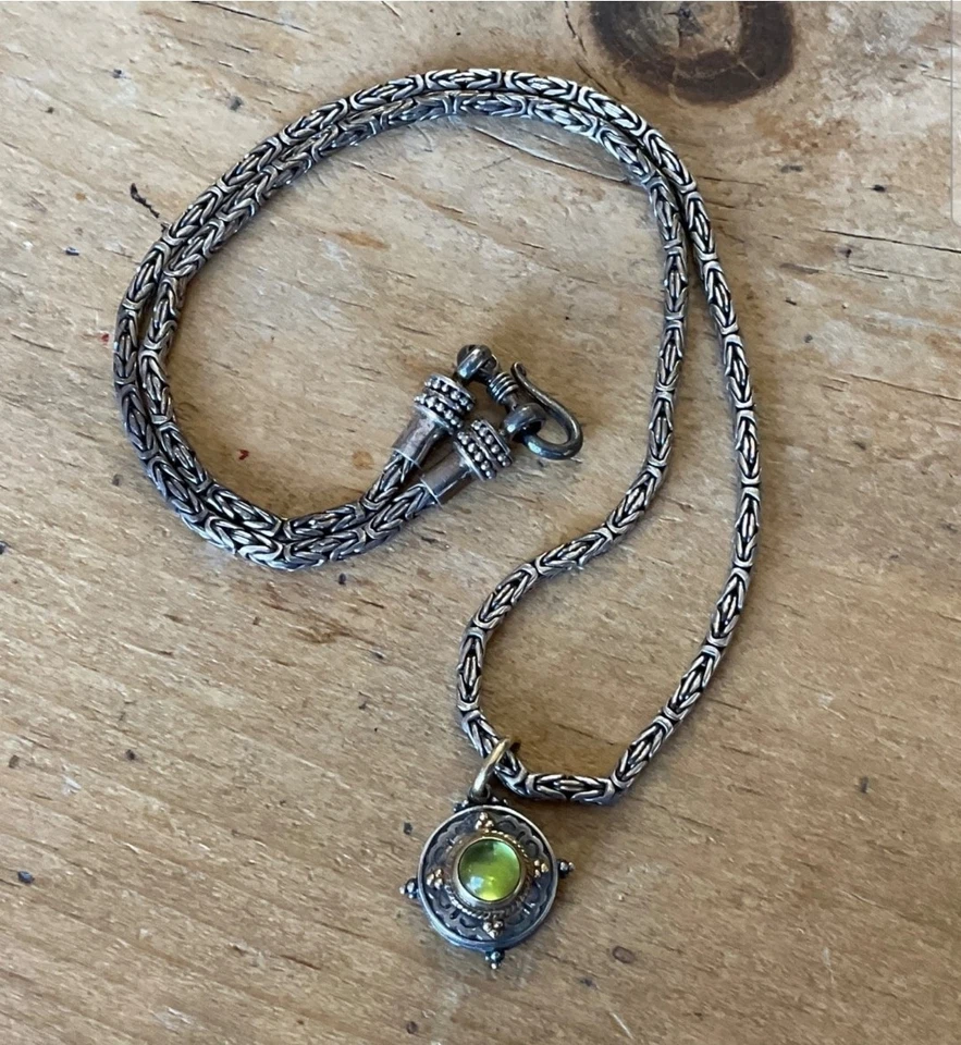 Konstantino Sterling Silver & 18K Gold Necklace with Peridot Pendant - Image 1 of 3