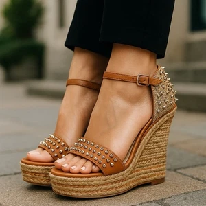 Christian Louboutin Madmonica hellbraun beige Keilabsatz Schuhe Sandalen EU 36 EUC authentisch - Bild 1 von 11