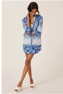 Vestido Anthropologie Mujer’s Med Santorini Camisa Abotonada Azul Floral Algodón - Imagen 1 de 9