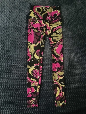 Leggings Lululemon Mujer Púrpura/Negro Bloom Chartreuse Wunder Debajo - 6/S Foto 1 de 4