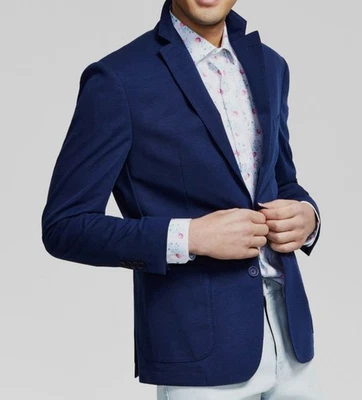 Blazer Bar III Para Hombre Azul Sólido Ajustado Abrigo Deportivo Traje Chaqueta Talla 38S Foto 1 de 2