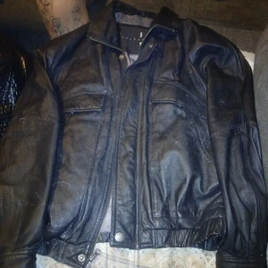 Joshua Ross schwarzer Ledermantel Vintage Bomberjacke Herren Gr. M Tonnen von Taschen - Bild 1 von 12