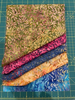 Batik Sample Card - 100% cotton - 5 fabrics - 11"w x  17"l -#203 - Image 1 of 2