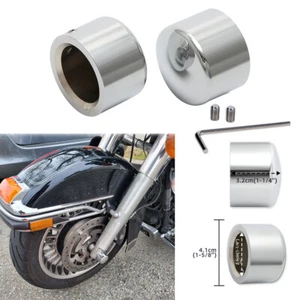 Chrome Front Thick Thin Cut Axle Nut Covers For Harley Street Glide Softail Dyna - Imagen 1 de 11