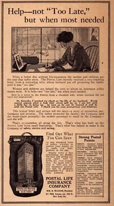 1919 Postal Life Insurance Co anuncio impreso esposa escribe carta después de la muerte de su esposo - Imagen 1 de 1