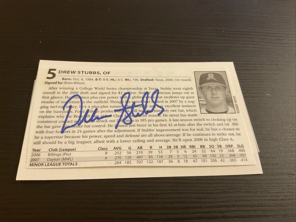 Corte firmado montado en una tarjeta de 3x5 2009 Reds Drew Stubbs Foto 1 de 1