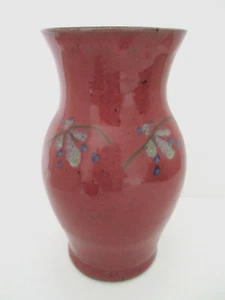 Hand Thrown Rose Multi Color Glazed Stoneware Vase - Picture 1 of 4